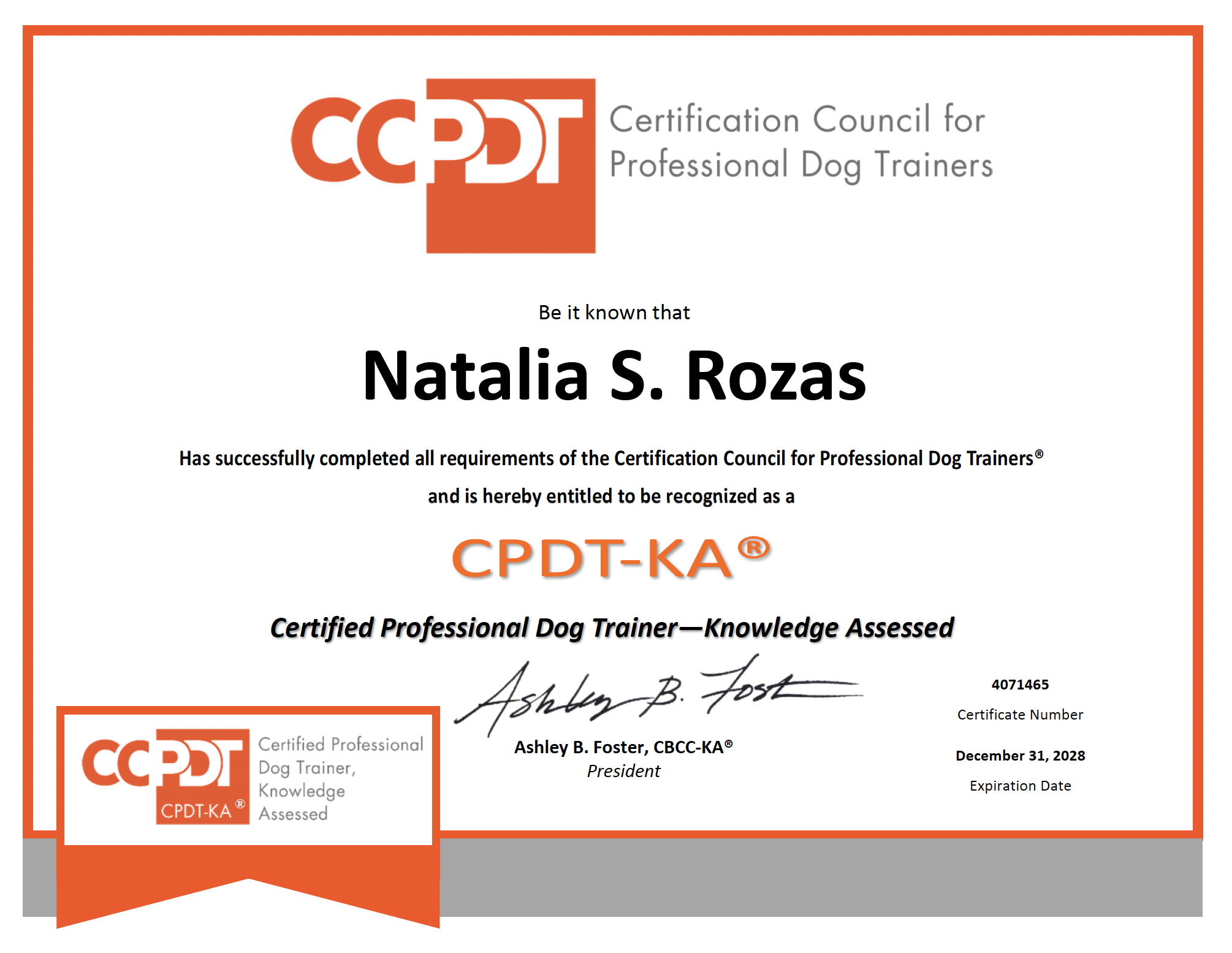 CCPDT certificate nati 2028