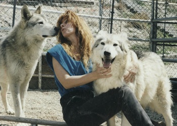 Nicole Wilde dog trainer with her wolfdogs