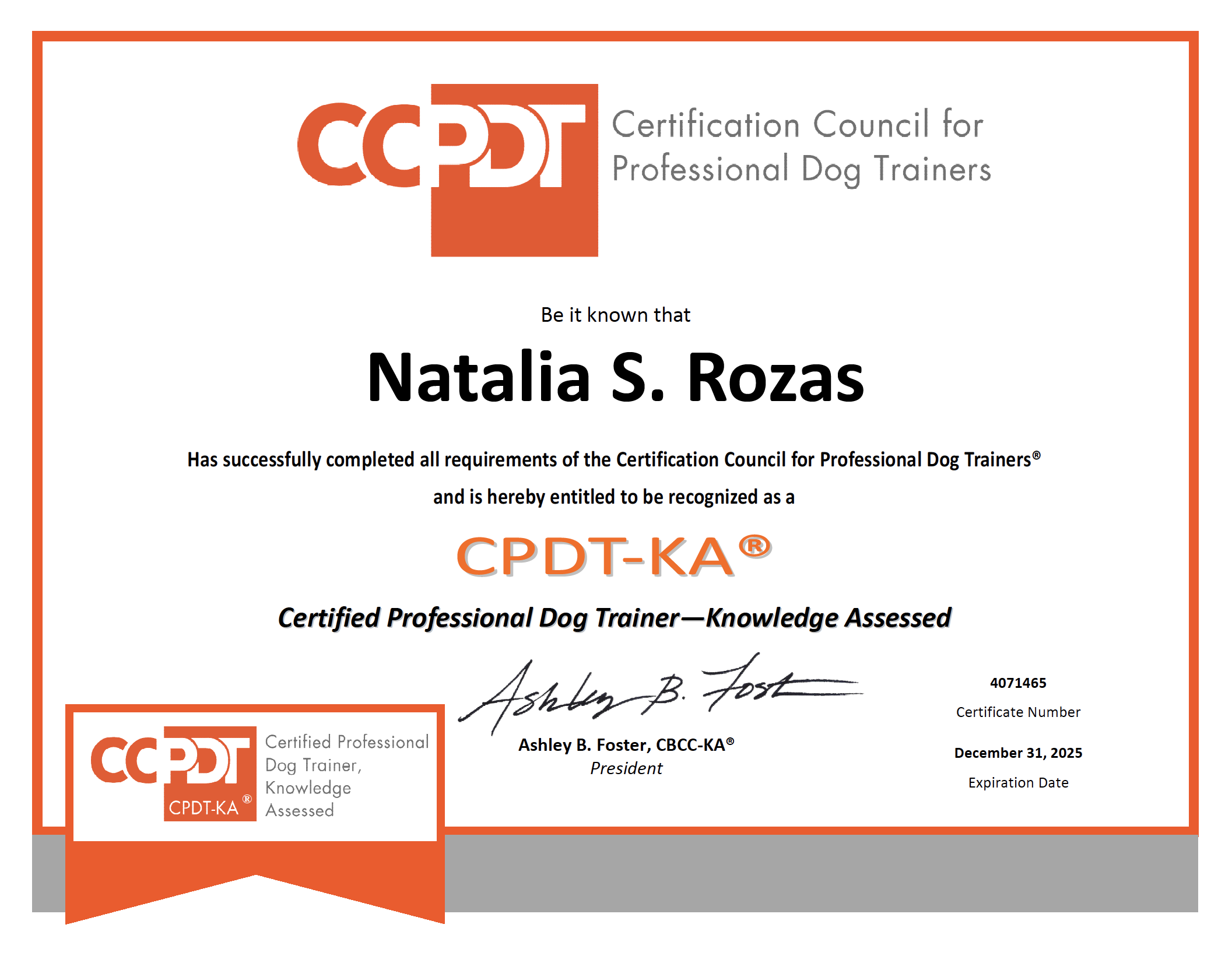 CCPDT diploma 2025 expiration