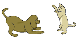 dog and cat playing cartoon